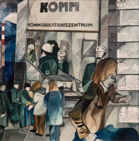 Die Verhaftungen von Besuchern des KOMM (2. Tafel), Tempera, 1982